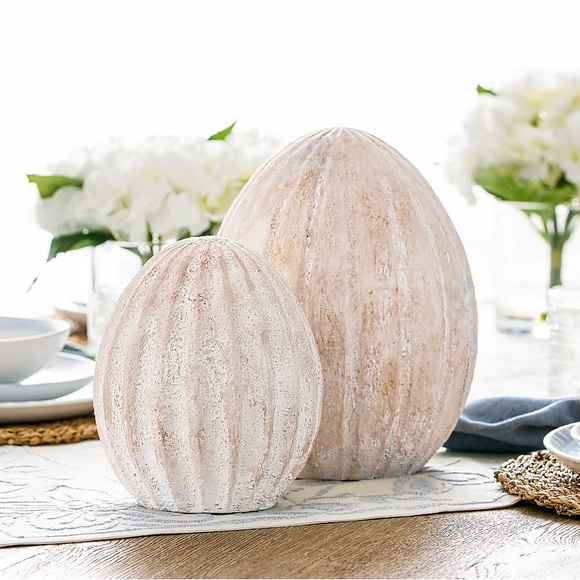 Pottery Barn Country Chic Rustic Weathered Large Size Handcrafted Easter Egg 🐣